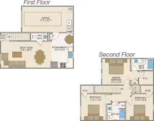 3 Bedroom 2.5 Bath floor plan